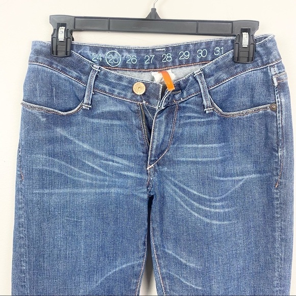 Earnest Sewn | Dark Wash Low Rise Boot Cut Jeans Size 25 - Picture 2 of 5